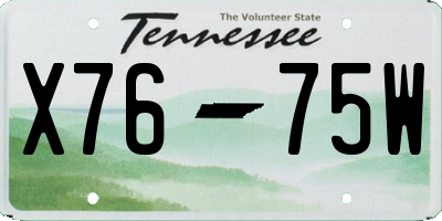 TN license plate X7675W