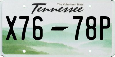 TN license plate X7678P
