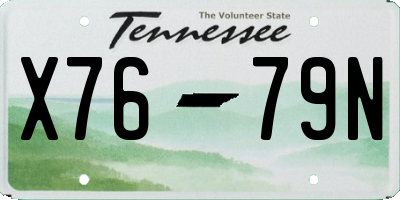 TN license plate X7679N