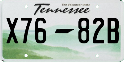 TN license plate X7682B