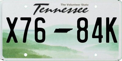 TN license plate X7684K