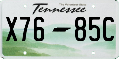 TN license plate X7685C