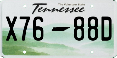 TN license plate X7688D
