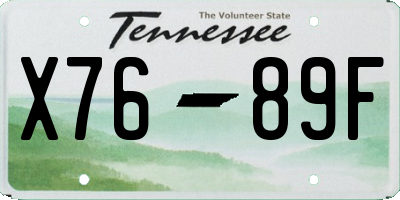 TN license plate X7689F