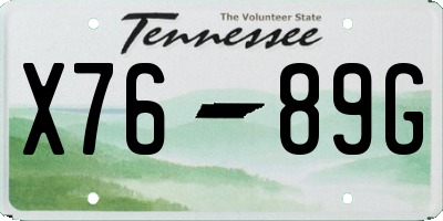 TN license plate X7689G