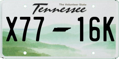 TN license plate X7716K