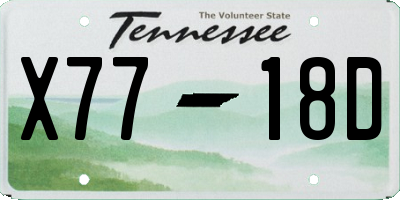 TN license plate X7718D