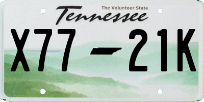 TN license plate X7721K
