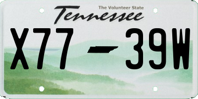 TN license plate X7739W