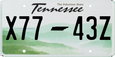 TN license plate X7743Z