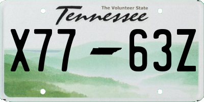 TN license plate X7763Z