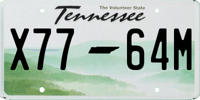 TN license plate X7764M