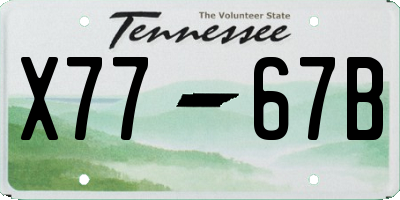 TN license plate X7767B