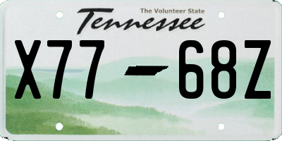 TN license plate X7768Z