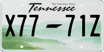 TN license plate X7771Z