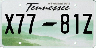 TN license plate X7781Z