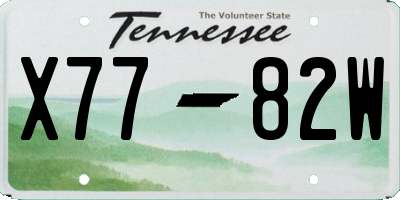 TN license plate X7782W