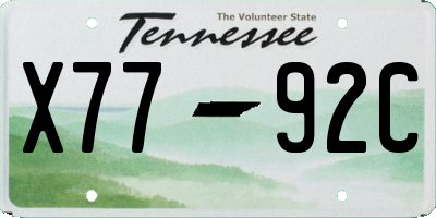 TN license plate X7792C