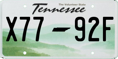 TN license plate X7792F