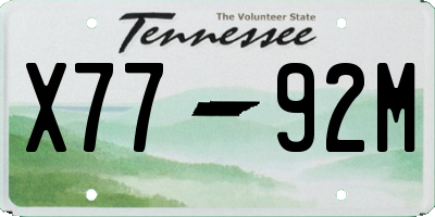 TN license plate X7792M