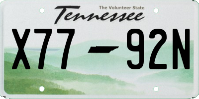 TN license plate X7792N