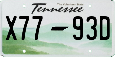 TN license plate X7793D
