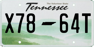TN license plate X7864T