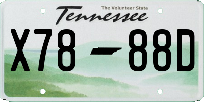 TN license plate X7888D