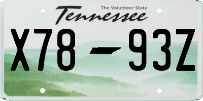 TN license plate X7893Z
