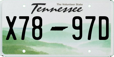 TN license plate X7897D