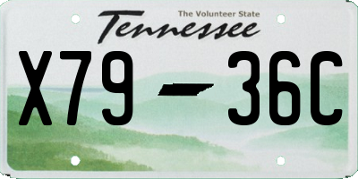 TN license plate X7936C