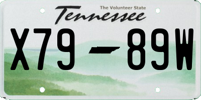 TN license plate X7989W