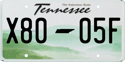 TN license plate X8005F