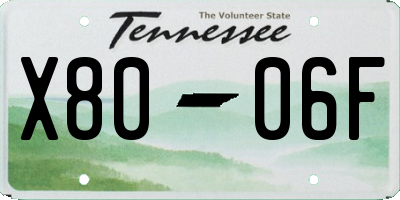 TN license plate X8006F