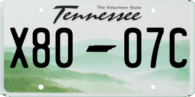 TN license plate X8007C