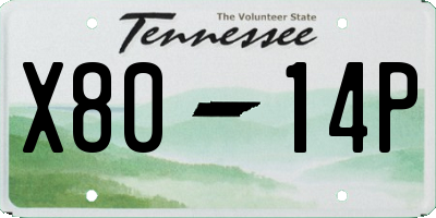 TN license plate X8014P