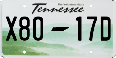 TN license plate X8017D
