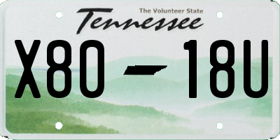 TN license plate X8018U