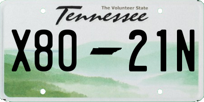 TN license plate X8021N