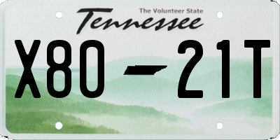 TN license plate X8021T
