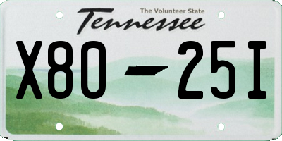 TN license plate X8025I
