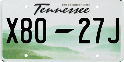 TN license plate X8027J