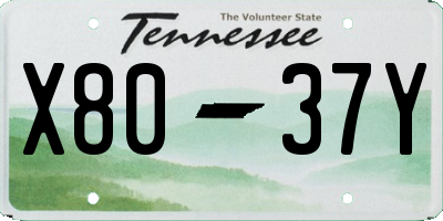TN license plate X8037Y
