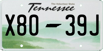 TN license plate X8039J