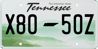 TN license plate X8050Z