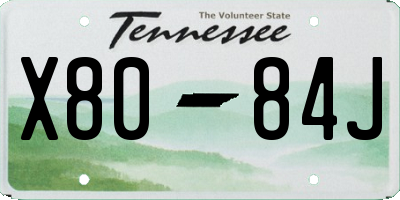 TN license plate X8084J