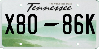 TN license plate X8086K