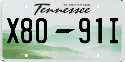 TN license plate X8091I