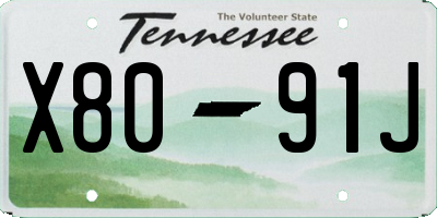 TN license plate X8091J
