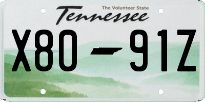 TN license plate X8091Z